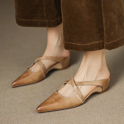 Mules en cuir véritable pour femmes – Élégantes, confortables et décontractées