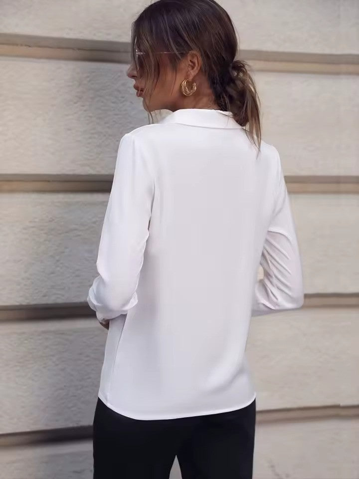 Blouse Femme Manches Longues Col V – Haut Essentiel Confortable