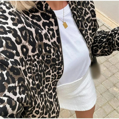 Veste Bomber Femme à Imprimé Léopard