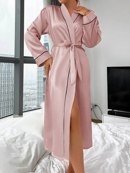Kimono Satin Classique Luxe Femme – Peignoir Léger Confortable Doux Coupe Libre Élégante pour Détente et Sommeil