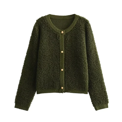 Gilet Douillet en Teddy pour Femme – Veste Courte Boutonnée Chaude
