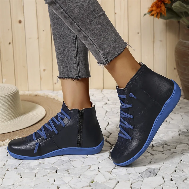 Bottines orthopédiques en cuir imperméables lacées pour femme – Confort quotidien