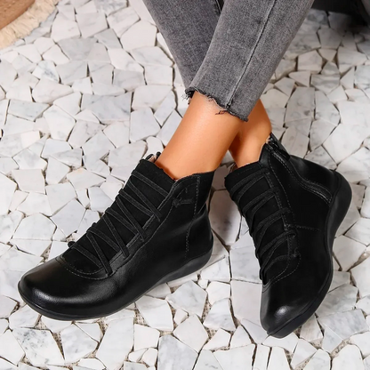 Bottines orthopédiques en cuir imperméables lacées pour femme – Confort quotidien