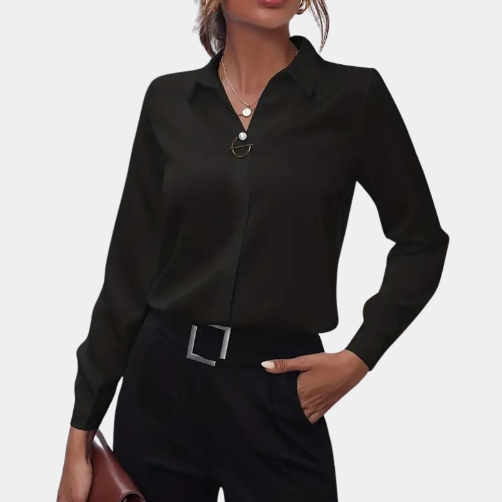 Blouse Femme Manches Longues Col V – Haut Essentiel Confortable