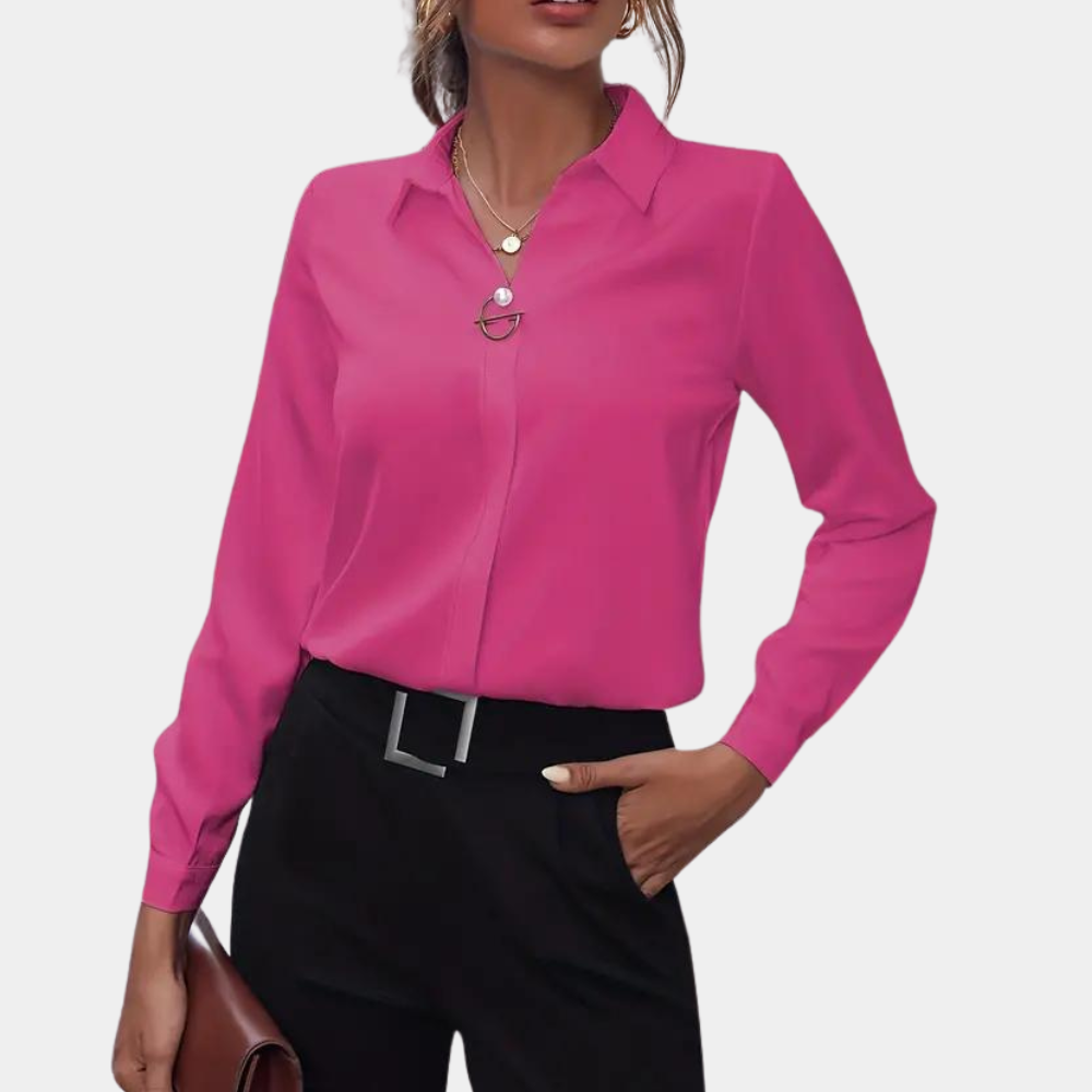 Blouse Femme Manches Longues Col V – Haut Essentiel Confortable