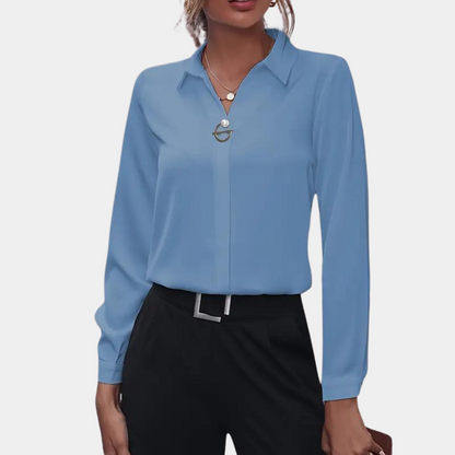 Blouse Femme Manches Longues Col V – Haut Essentiel Confortable