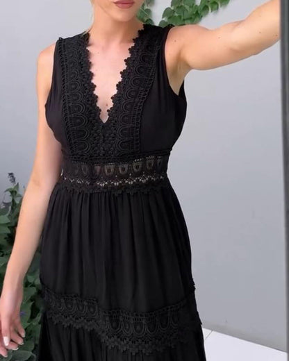 Robe longue Stella en dentelle blanche bohème chic