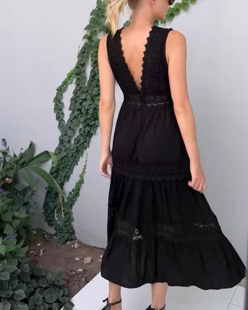 Robe longue Stella en dentelle blanche bohème chic