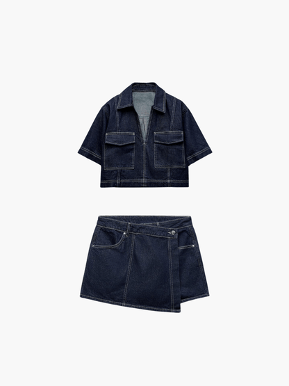 Ensemble en Jean Femme Haut avec Jupe-Short