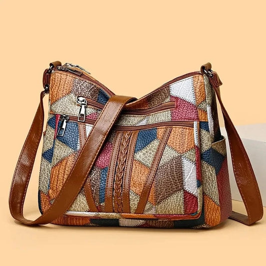 Sac Bandoulière Vintage Femme à Patchwork Coloré – Spacieux Sac