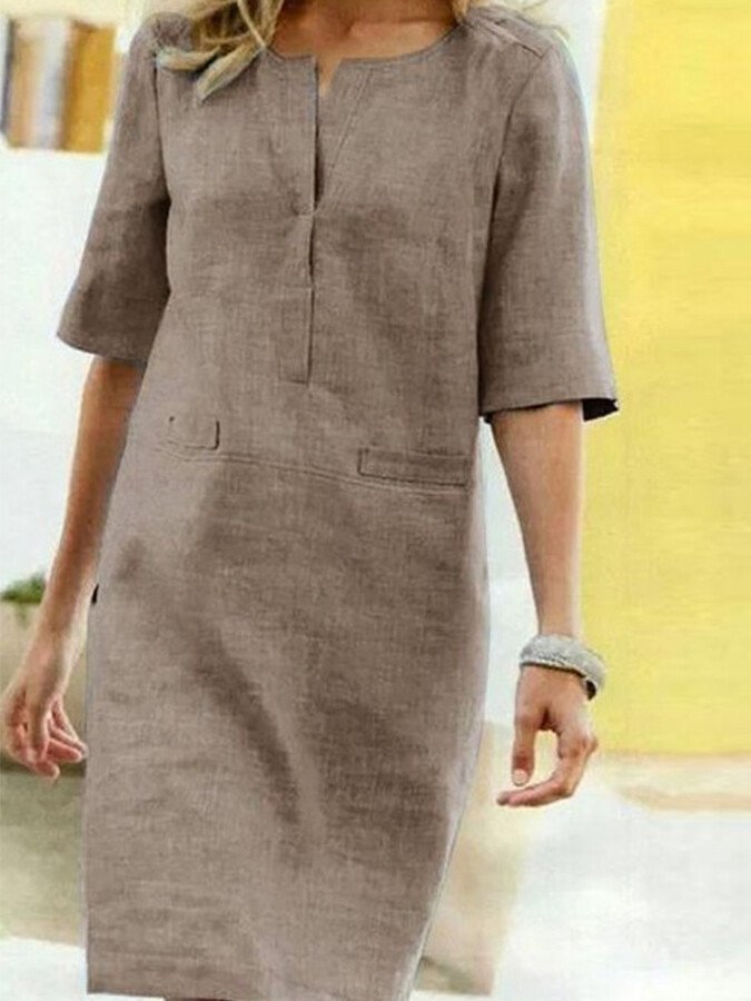 Robe femme melange coton a manches courtes - Legere et confortable