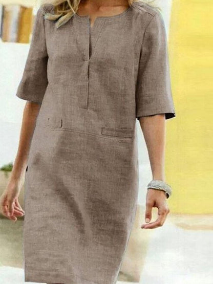 Robe femme melange coton a manches courtes - Legere et confortable