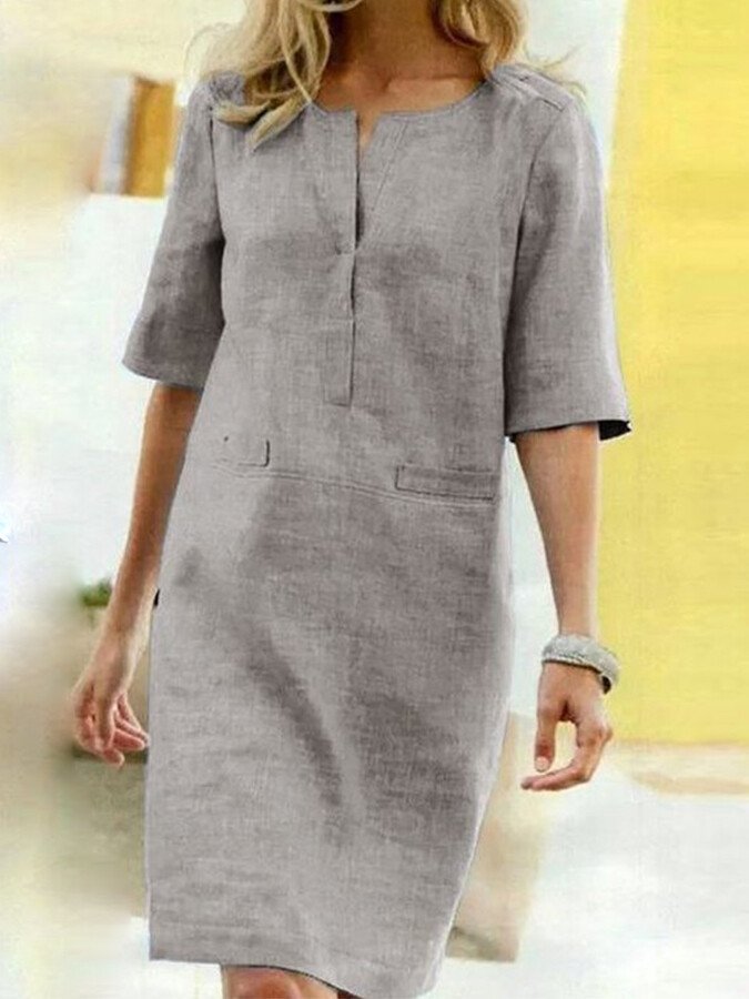 Robe femme melange coton a manches courtes - Legere et confortable