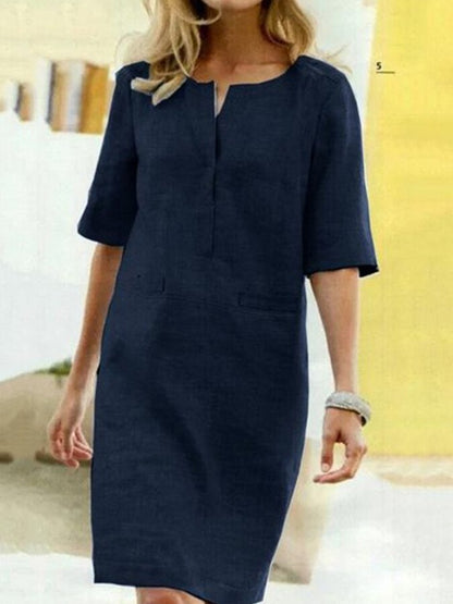 Robe femme melange coton a manches courtes - Legere et confortable