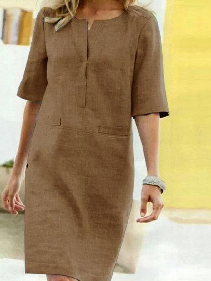 Robe femme melange coton a manches courtes - Legere et confortable