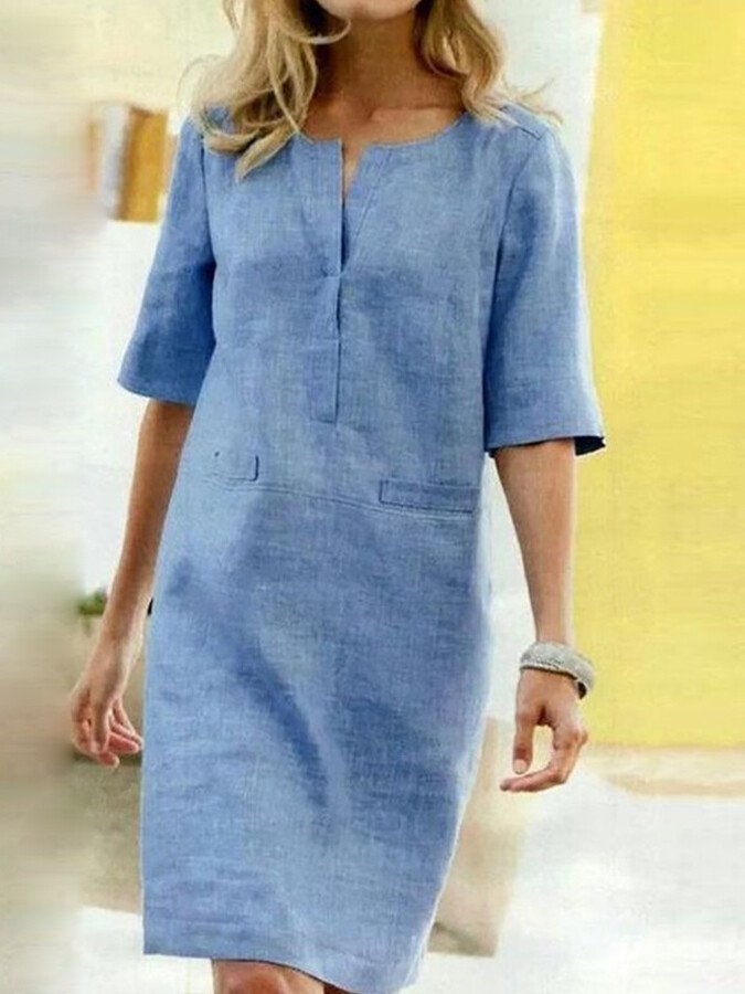 Robe femme melange coton a manches courtes - Legere et confortable