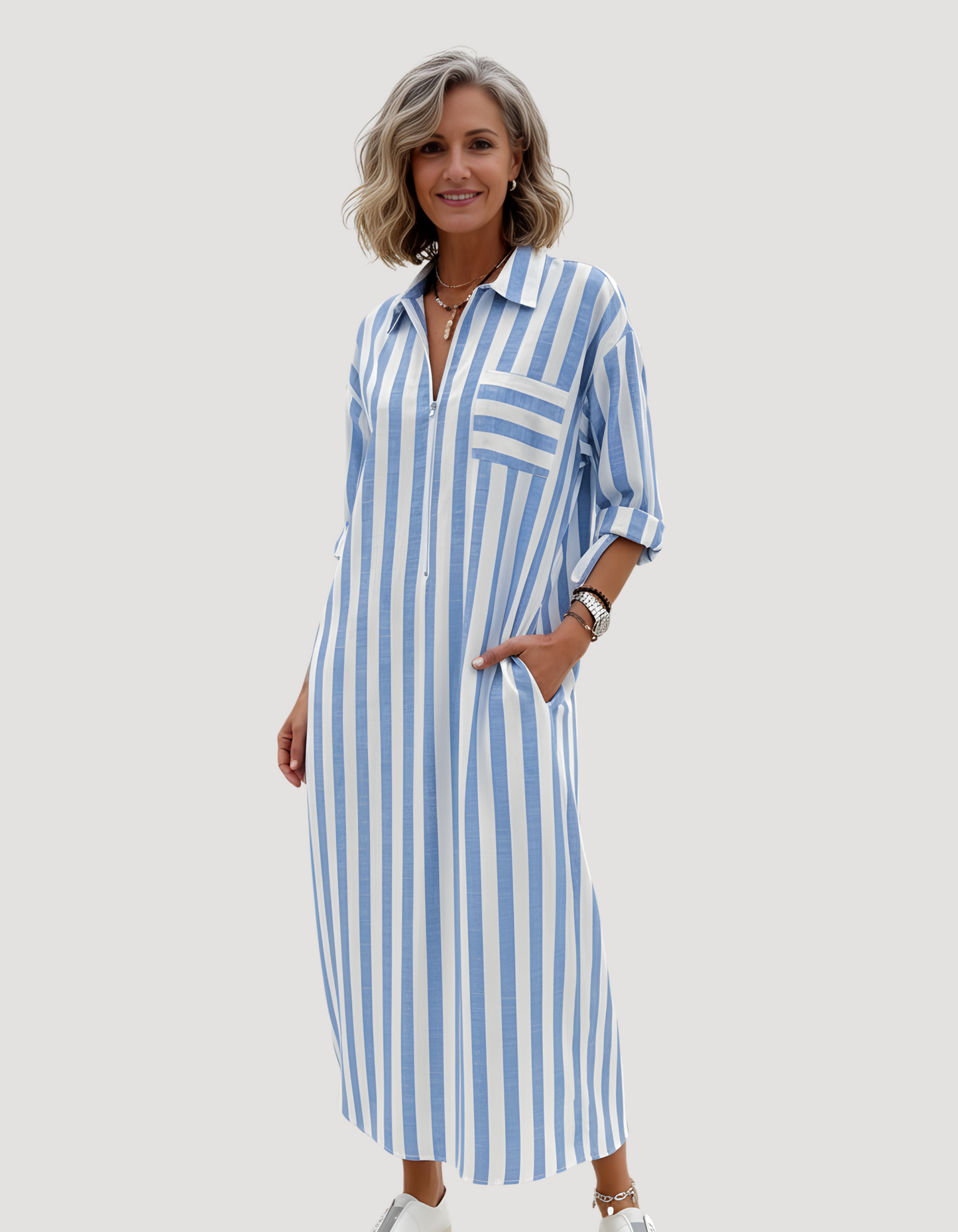 Robe chemise rayée - Robe longue pour tous les jours