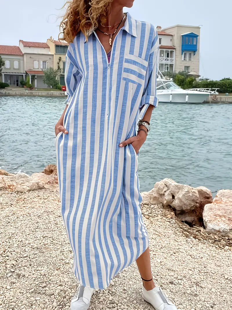 Robe chemise rayée - Robe longue pour tous les jours