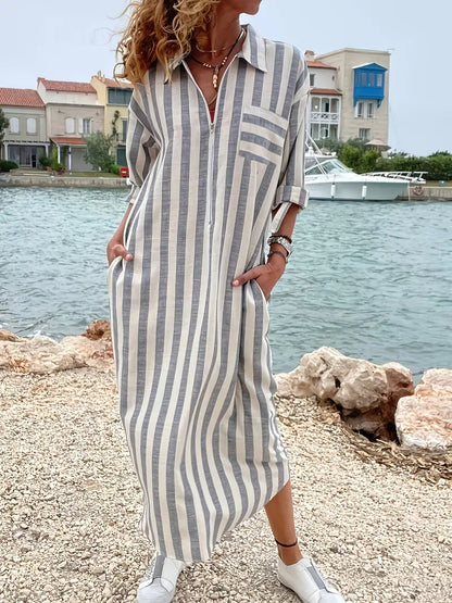 Robe chemise rayée - Robe longue pour tous les jours