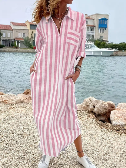 Robe chemise rayée - Robe longue pour tous les jours