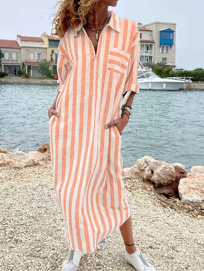 Robe chemise rayée - Robe longue pour tous les jours