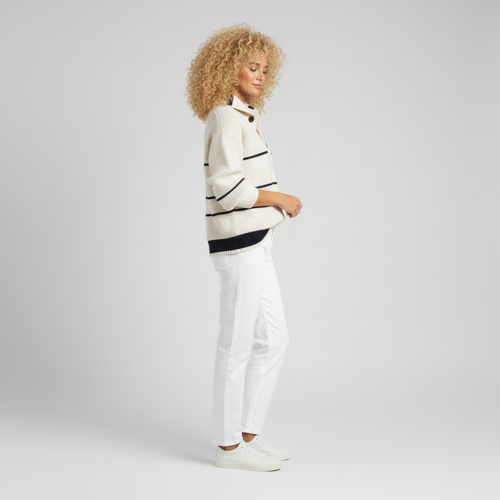 Jersey de punto texturizado a rayas para mujer - Chic y suave