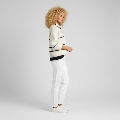Jersey de punto texturizado a rayas para mujer - Chic y suave