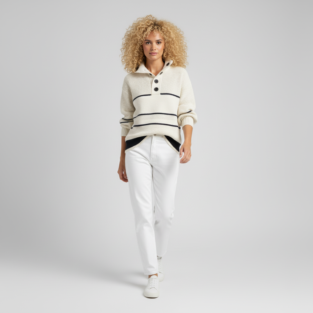 Jersey de punto texturizado a rayas para mujer - Chic y suave