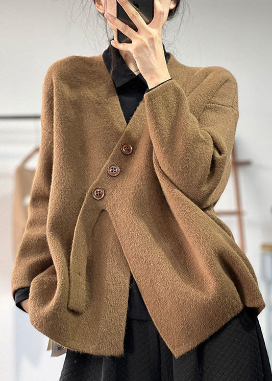 Pull en maille asymétrique élégant pour femme – Tricots d’hiver épais et douillet