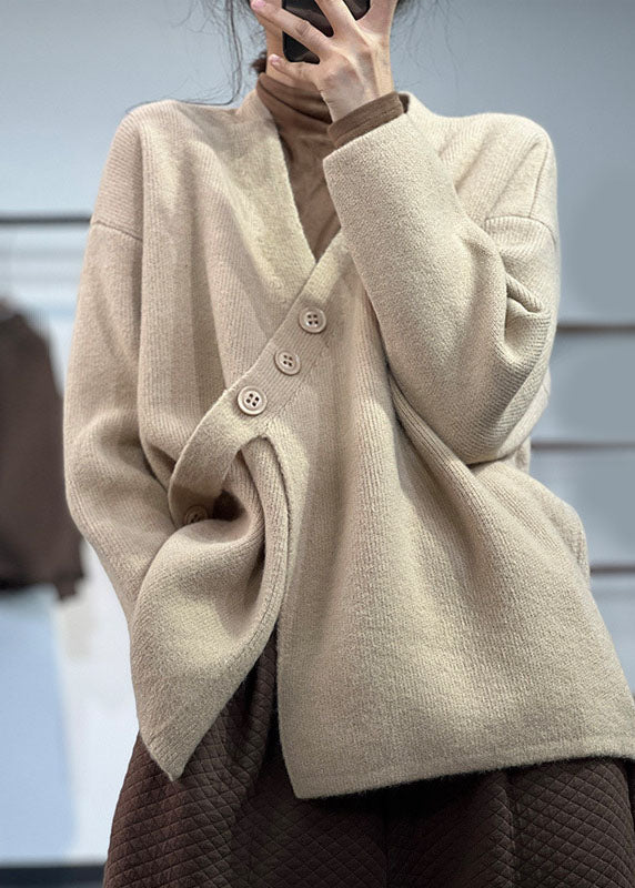 Pull en maille asymétrique élégant pour femme – Tricots d’hiver épais et douillet