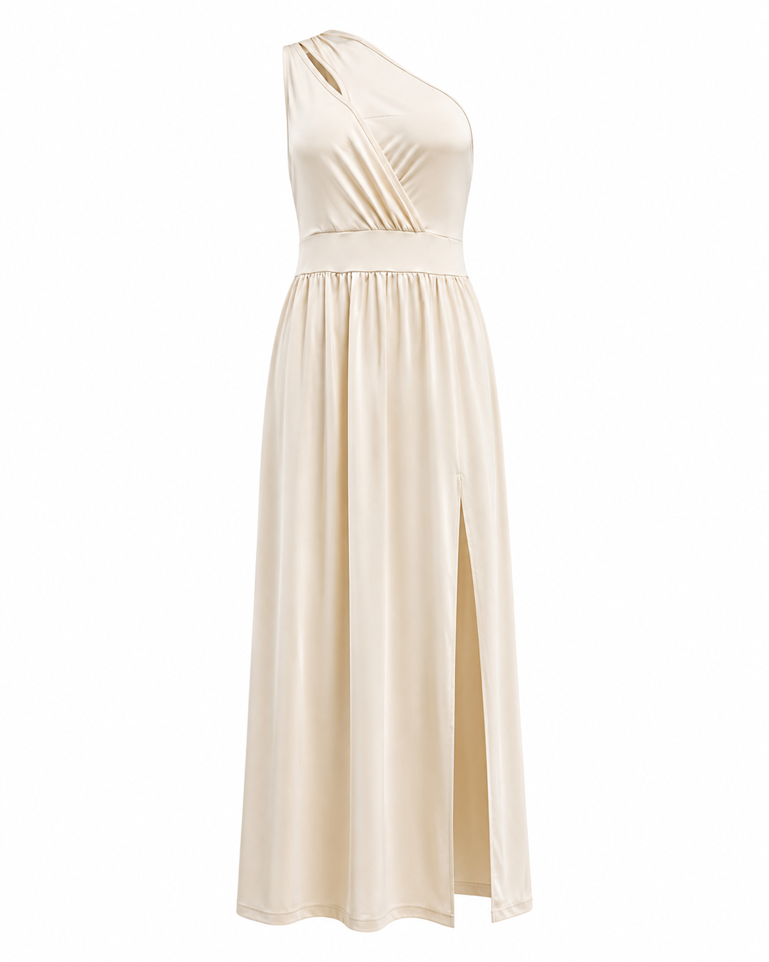 Asymmetric Women's Evening Dress with Slit - Elegant and Glamorous