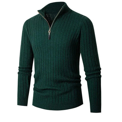 Pull Demi-Zip Côtelé Doux pour Homme – Mélange Filé avec Col Haut