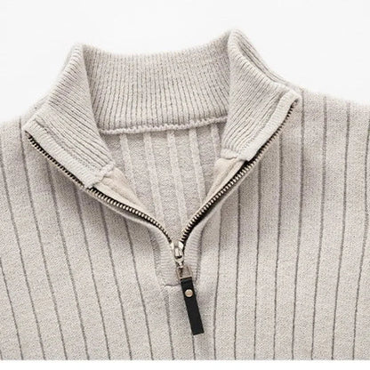 Pull Demi-Zip Côtelé Doux pour Homme – Mélange Filé avec Col Haut