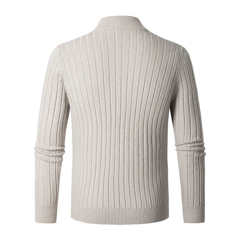Pull Demi-Zip Côtelé Doux pour Homme – Mélange Filé avec Col Haut