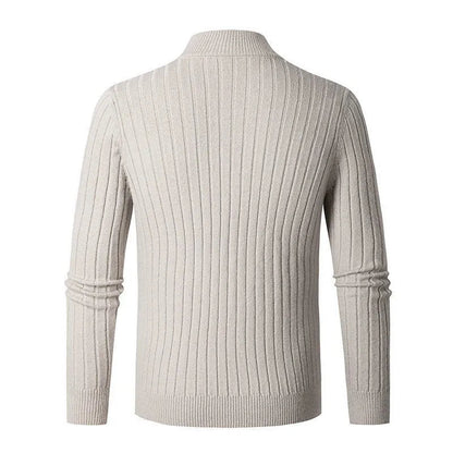 Pull Demi-Zip Côtelé Doux pour Homme – Mélange Filé avec Col Haut