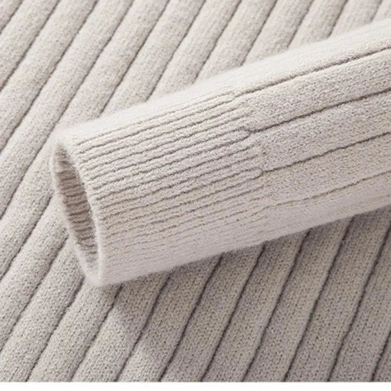 Pull Demi-Zip Côtelé Doux pour Homme – Mélange Filé avec Col Haut