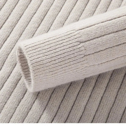 Pull Demi-Zip Côtelé Doux pour Homme – Mélange Filé avec Col Haut