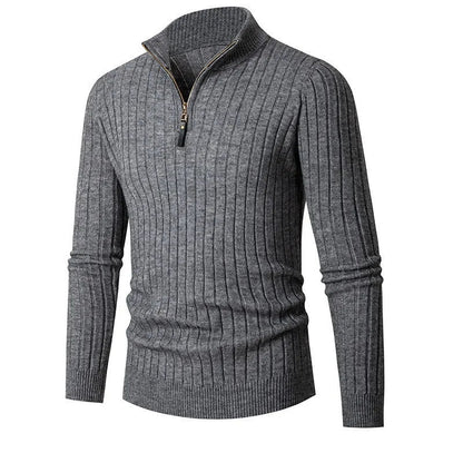 Pull Demi-Zip Côtelé Doux pour Homme – Mélange Filé avec Col Haut