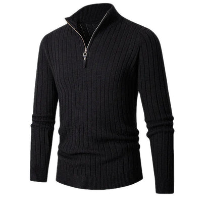 Pull Demi-Zip Côtelé Doux pour Homme – Mélange Filé avec Col Haut