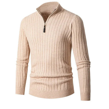 Pull Demi-Zip Côtelé Doux pour Homme – Mélange Filé avec Col Haut
