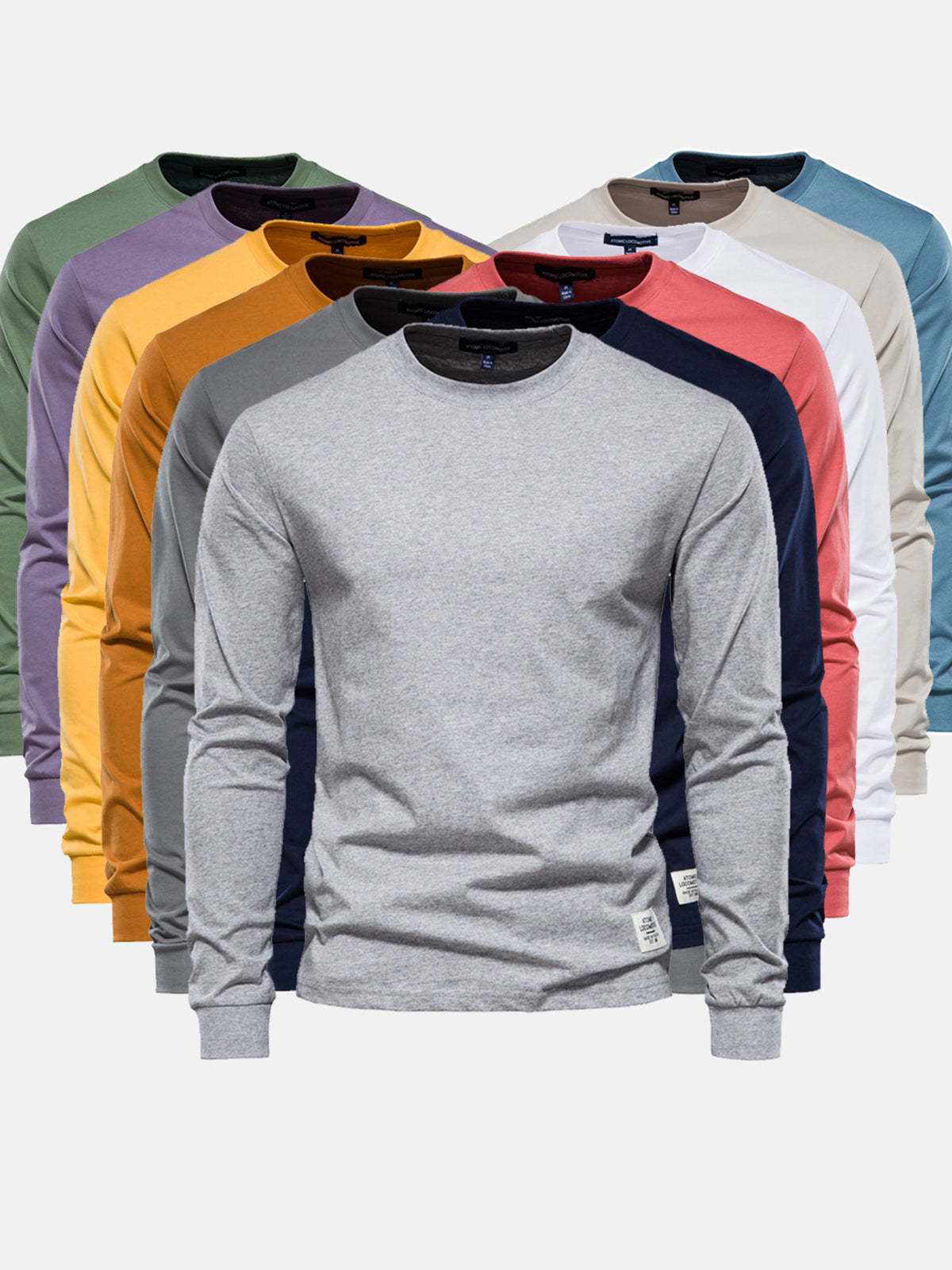 T-Shirt Homme Manches Longues en Coton – Col Rond Décontracté