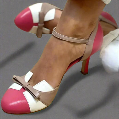 Escarpins Élégants Bicolores pour Femme – Talons Chic et Confort à Bout Fermé
