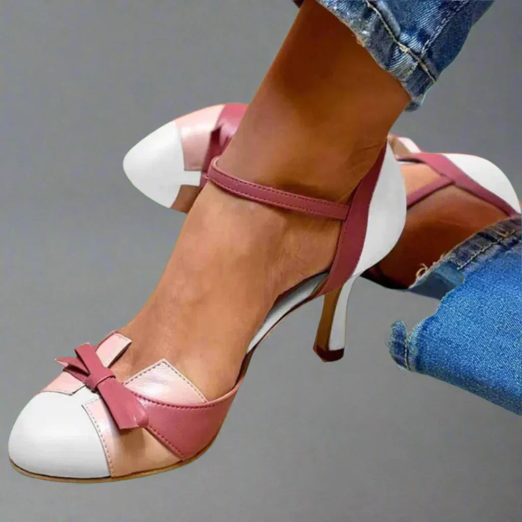 Escarpins Élégants Bicolores pour Femme – Talons Chic et Confort à Bout Fermé