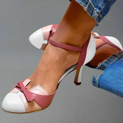Escarpins Élégants Bicolores pour Femme – Talons Chic et Confort à Bout Fermé