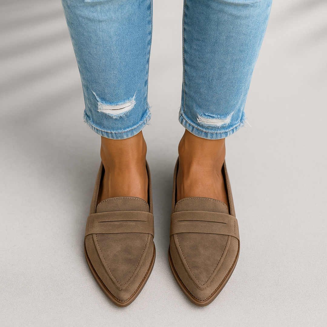 Mocassins classiques en daim pour femmes – Chaussures élégantes à bout pointu