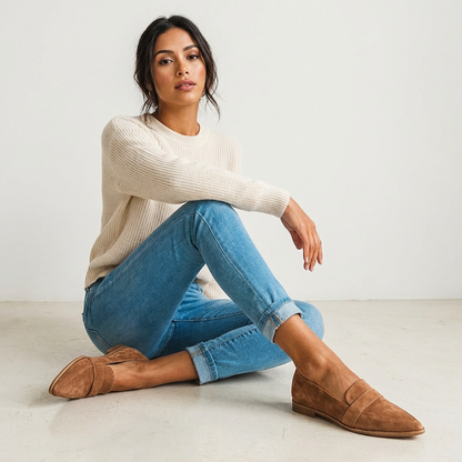Mocassins classiques en daim pour femmes – Chaussures élégantes à bout pointu