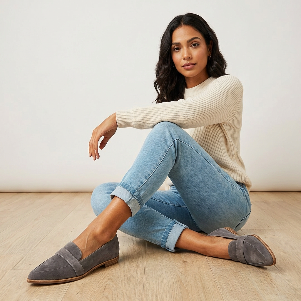 Mocassins classiques en daim pour femmes – Chaussures élégantes à bout pointu