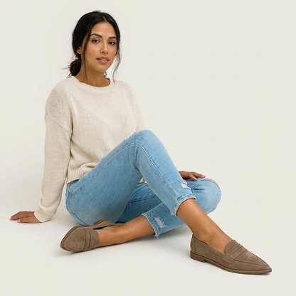 Mocassins classiques en daim pour femmes – Chaussures élégantes à bout pointu
