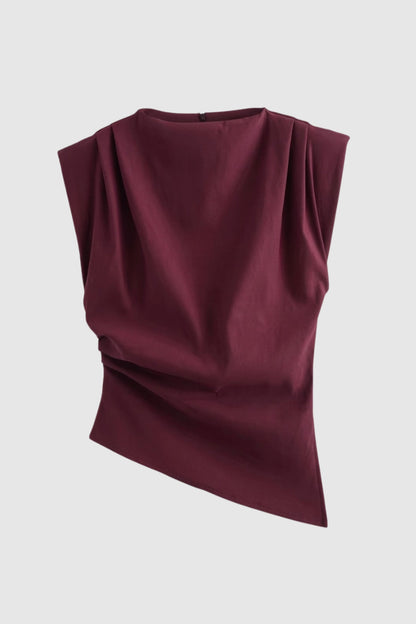 Top donna drappeggiato senza maniche, taglio aderente - Elegante e raffinato