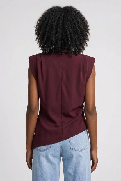 Top donna drappeggiato senza maniche, taglio aderente - Elegante e raffinato